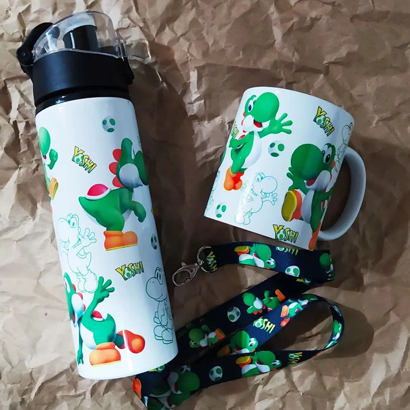 Termo sport, lanyard y Taza de Yoshi