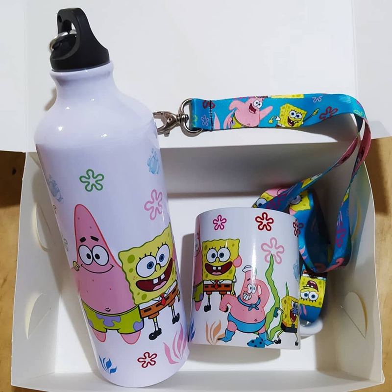 Termo Sport lanyard y taza Bob esponja