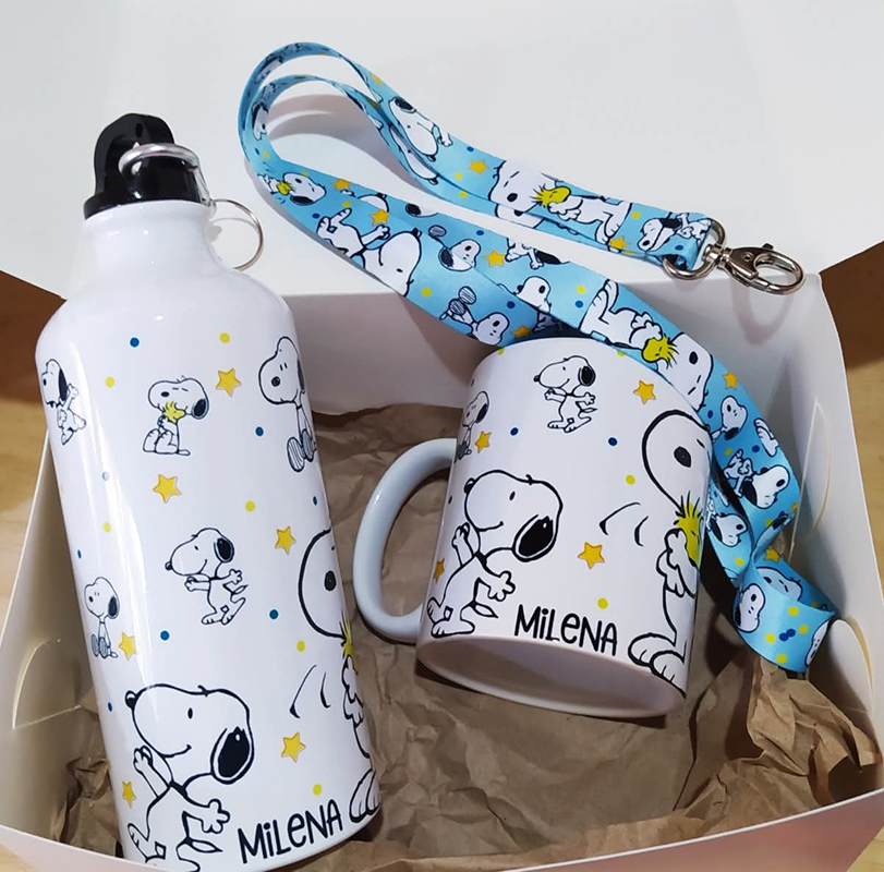 Termo Sport lanyard y taza Snoopy