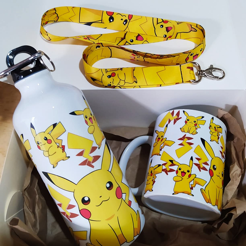 Termo sport lanyard y taza de Pikachu