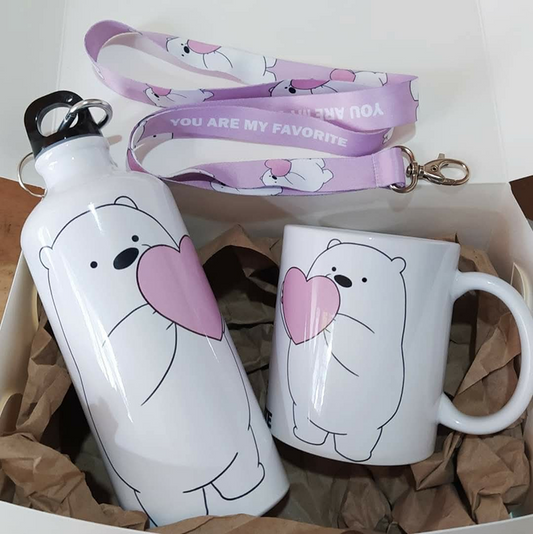 Termo sport lanyard y taza de oso